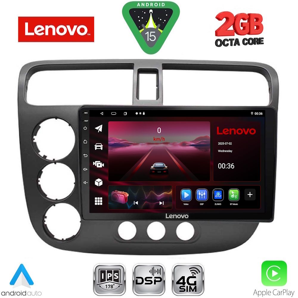 LENOVO LVF 5187_CPA (9inc) MULTIMEDIA TABLET for HONDA CIVIC 4D mod. 2001-2006 LENOVO LVF 5187_CPA (9inc) MULTIMEDIA TABLET for HONDA CIVIC 4D mod. 2001-2006