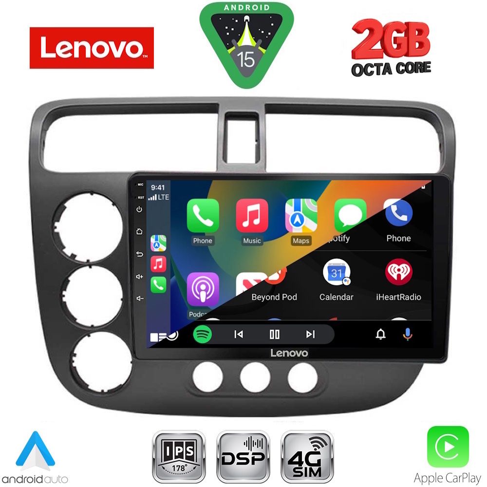 LENOVO LVF 5187_CPA (9inc) MULTIMEDIA TABLET for HONDA CIVIC 4D mod. 2001-2006 LENOVO LVF 5187_CPA (9inc) MULTIMEDIA TABLET for HONDA CIVIC 4D mod. 2001-2006
