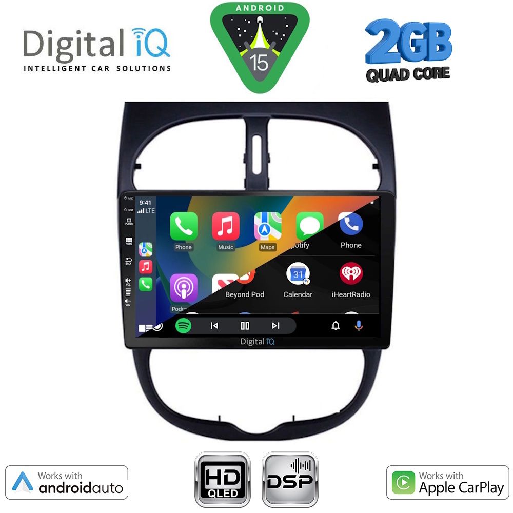 DIGITAL IQ BXC 3506_CPAA (9inc) MULTIMEDIA TABLET for PEUGEOT 206 mod. 1998-2006 DIGITAL IQ BXC 3506_CPAA (9inc) MULTIMEDIA TABLET for PEUGEOT 206 mod. 1998-2006