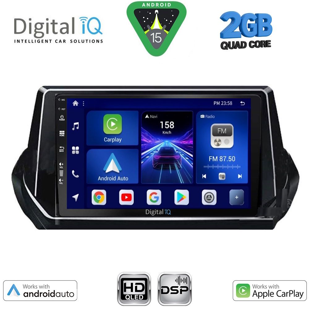 DIGITAL IQ BXC 3509_CPAA (9inc) MULTIMEDIA TABLET for PEUGEOT 208 – 2008 mod. 2021-2026 DIGITAL IQ BXC 3509_CPAA (9inc) MULTIMEDIA TABLET for PEUGEOT 208 – 2008 mod. 2021-2026