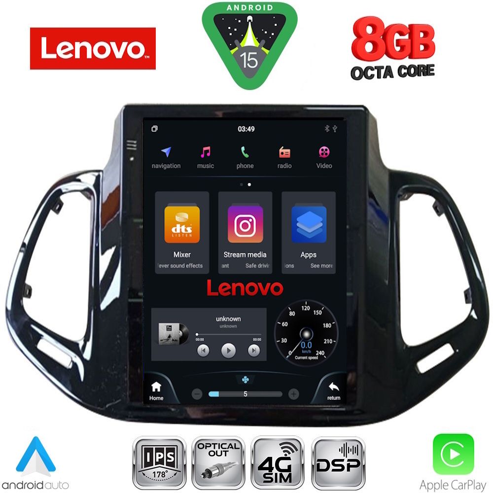 LENOVO SSW 10878_CPA TESLA STYLE for JEEP COMPASS mod. 2017-2021 LENOVO SSW 10878_CPA TESLA STYLE for JEEP COMPASS mod. 2017-2021