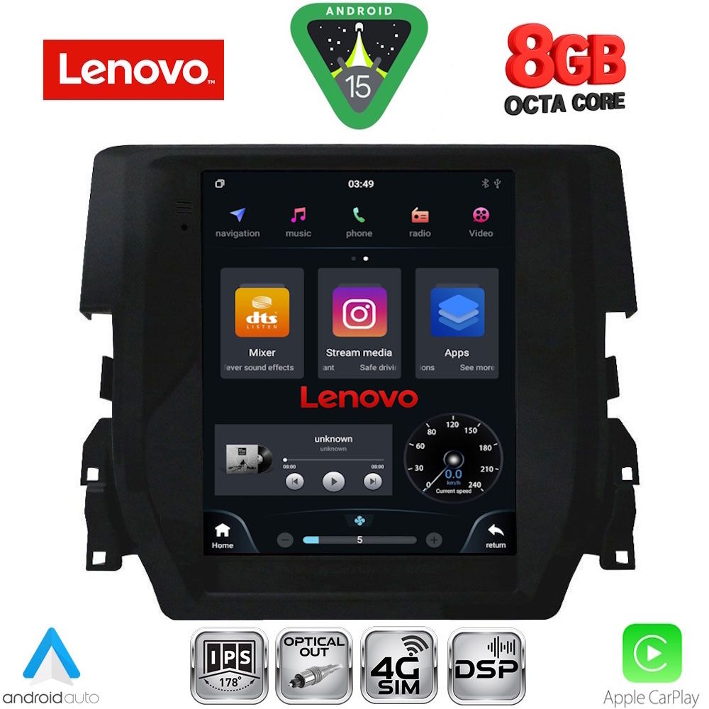 LENOVO SSW 10975_CPA TESLA STYLE for HONDA CIVIC mod. 2016-2021 LENOVO SSW 10975_CPA TESLA STYLE for HONDA CIVIC mod. 2016-2021