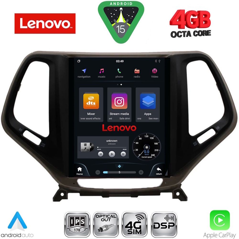 LENOVO SSX 9984_CPA TESLA STYLE for JEEP CHEROKEE mod. 2014-2024 LENOVO SSX 9984_CPA TESLA STYLE for JEEP CHEROKEE mod. 2014-2024