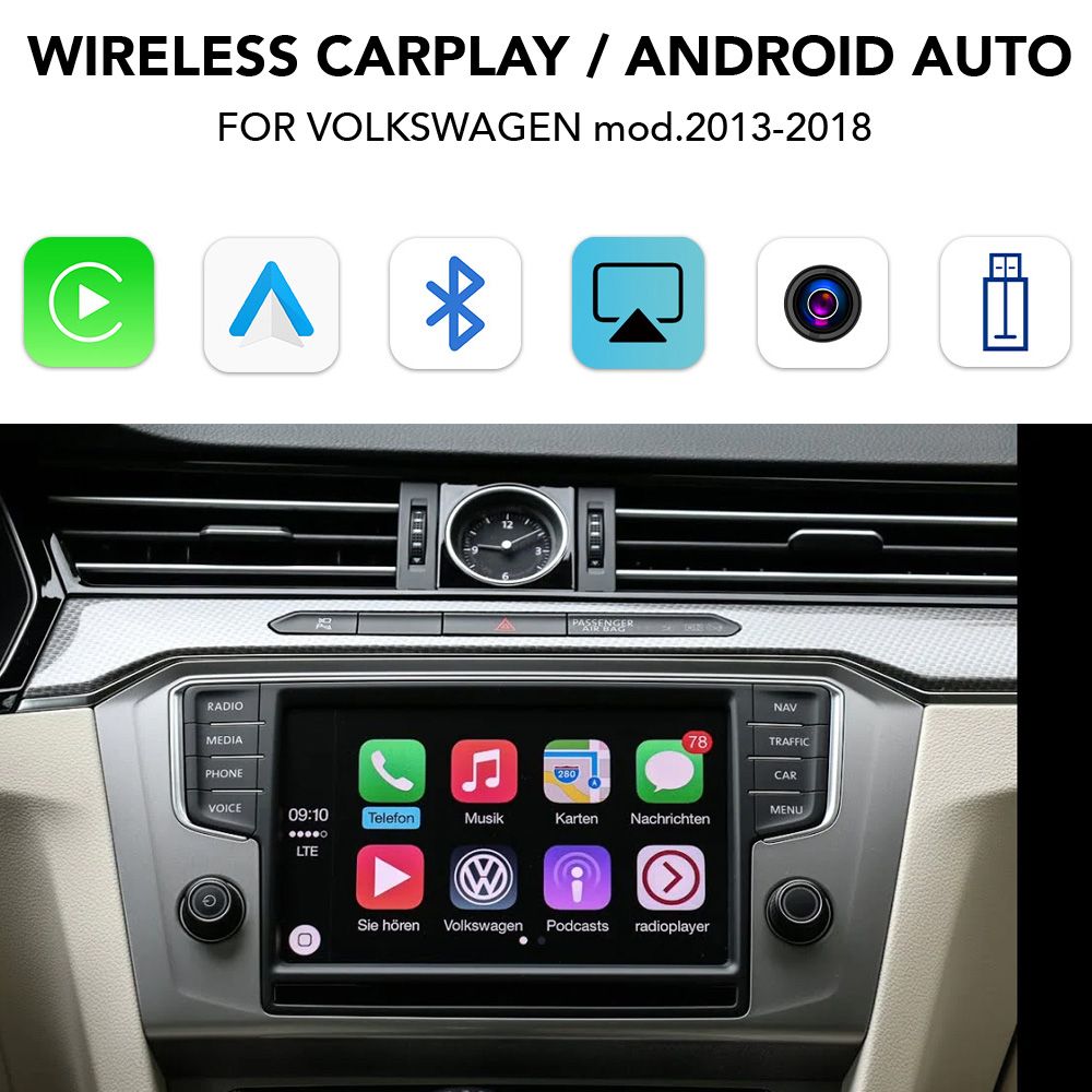 DIGITAL IQ VW 113W CPA (WIRELESS CARPLAY / ANDROID AUTO BOX for VW-SKODA mod. 2013-2019 with ΜΙΒ2 8'' screen with 2 CAMERAS) DIGITAL IQ VW 113W CPA (WIRELESS CARPLAY / ANDROID AUTO BOX for VW-SKODA mod. 2013-2019 with ΜΙΒ2 8'' screen with 2 CAMERAS)