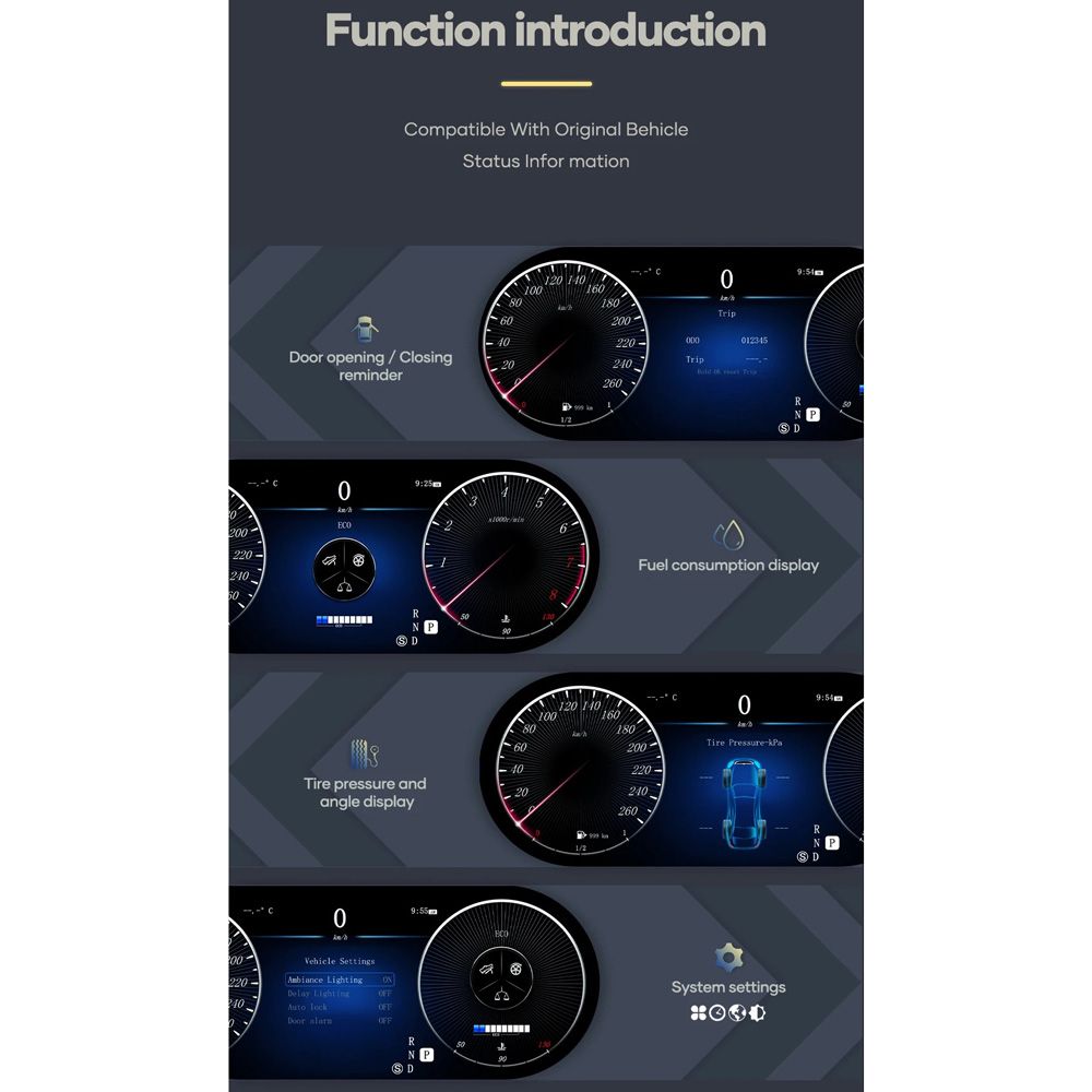 DIGITAL IQ DDD 981_DC (12.3in) DIGITAL INSTRUMENT CLUSTER for MERCEDES A (W176) / CLA (C117) / GLA (X156) mod. 2013-2019 DIGITAL IQ DDD 981_DC (12.3in) DIGITAL INSTRUMENT CLUSTER for MERCEDES A (W176) / CLA (C117) / GLA (X156) mod. 2013-2019