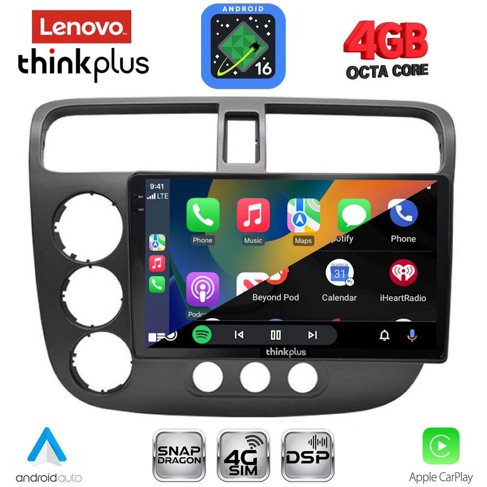 LENOVO LTG 7187_CPA (9inc) MULTIMEDIA TABLET for HONDA CIVIC 4D mod. 2001-2006 LENOVO LTG 7187_CPA (9inc) MULTIMEDIA TABLET for HONDA CIVIC 4D mod. 2001-2006