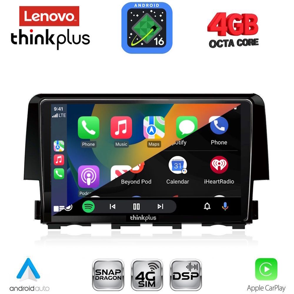 LENOVO LTG 7191_CPA (9inc) MULTIMEDIA TABLET for HONDA CIVIC mod. 2016-2021 LENOVO LTG 7191_CPA (9inc) MULTIMEDIA TABLET for HONDA CIVIC mod. 2016-2021