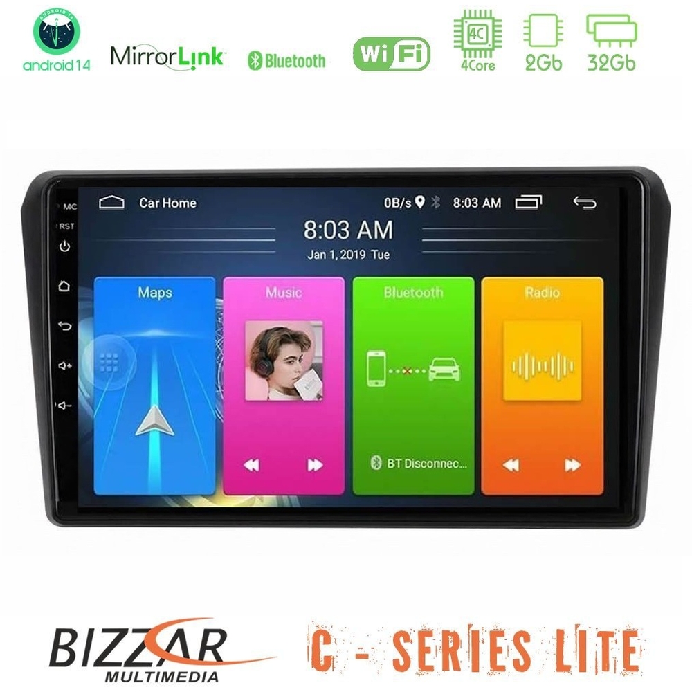Bizzar C Series Lite 4Core Android14 2+32GB Toyota Avensis T25 02/2003–2008 Navigation Multimedia Tablet 9 Bizzar C Series Lite 4Core Android14 2+32GB Toyota Avensis T25 02/2003–2008 Navigation Multimedia Tablet 9
