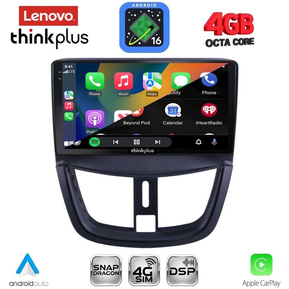 LENOVO LTG 7507_CPA (9inc) MULTIMEDIA TABLET for PEUGEOT 207 mod. 2007-2020 LENOVO LTG 7507_CPA (9inc) MULTIMEDIA TABLET for PEUGEOT 207 mod. 2007-2020