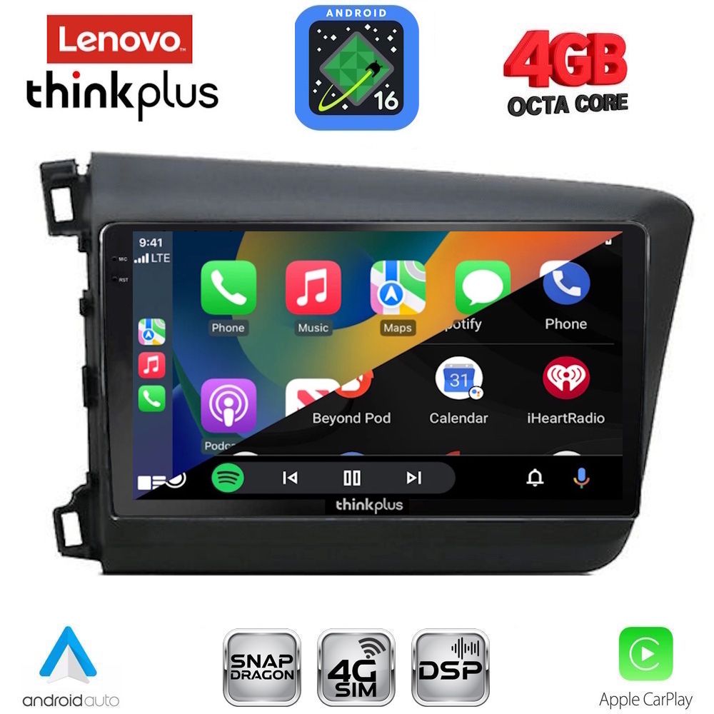 LENOVO LTG 71904D_CPA (9inc) MULTIMEDIA TABLET for HONDA CIVIC 4Doors mod. 2012-2016 LENOVO LTG 71904D_CPA (9inc) MULTIMEDIA TABLET for HONDA CIVIC 4Doors mod. 2012-2016