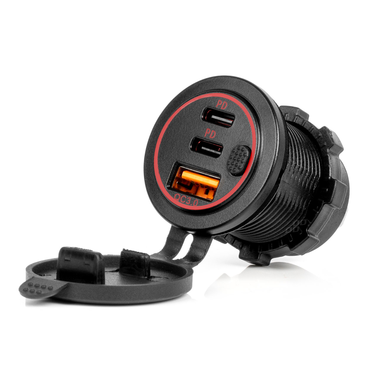 ΠΡΙΖΑ ΜΕ 3 ΘΥΡΕΣ(USB+2xUSB-C) ΜΕ ΔΙΑΚΟΠΤΗ ΚΑΙ ΚΑΠΑΚΙ 12/24V QUICK CHARGE 3.0 ΑΔΙΑΒΡΟΧΗ ΜΑΥΡΗ AMIO - 1 Τεμ. ΠΡΙΖΑ ΜΕ 3 ΘΥΡΕΣ(USB+2xUSB-C) ΜΕ ΔΙΑΚΟΠΤΗ ΚΑΙ ΚΑΠΑΚΙ 12/24V QUICK CHARGE 3.0 ΑΔΙΑΒΡΟΧΗ ΜΑΥΡΗ AMIO - 1 Τεμ.