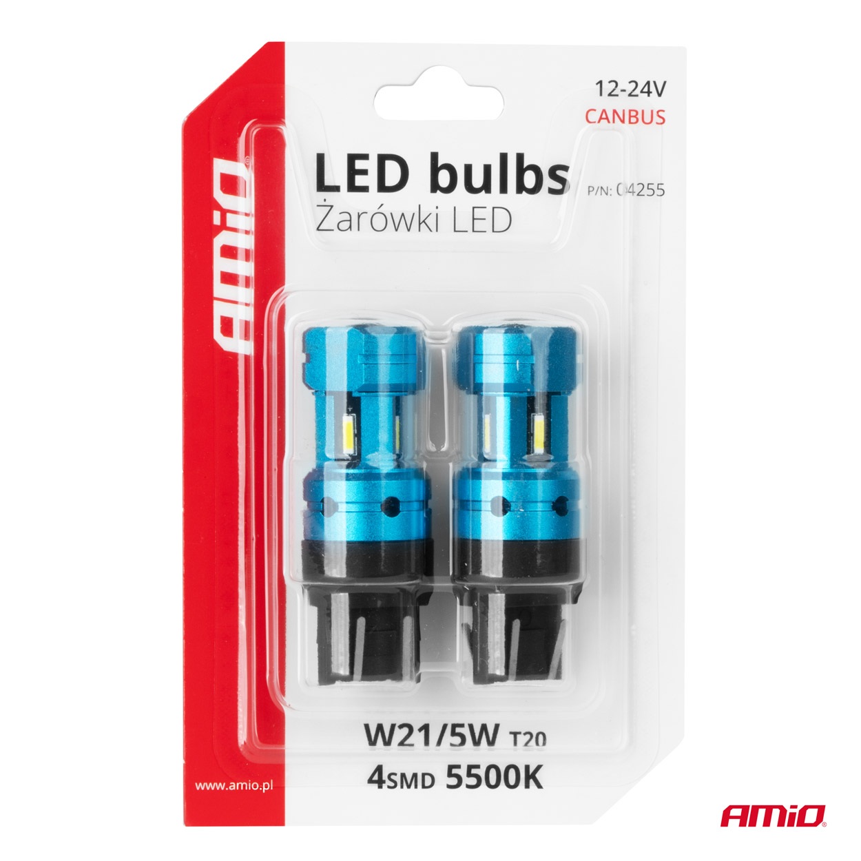 Amio - Λάμπες LED CANBUS T20 7443 W21/5W 4SMD 1860 Λευκή 6000K – 12/24V - 2 Τεμ. (04255/AM) Amio - Λάμπες LED CANBUS T20 7443 W21/5W 4SMD 1860 Λευκή 6000K – 12/24V - 2 Τεμ. (04255/AM)