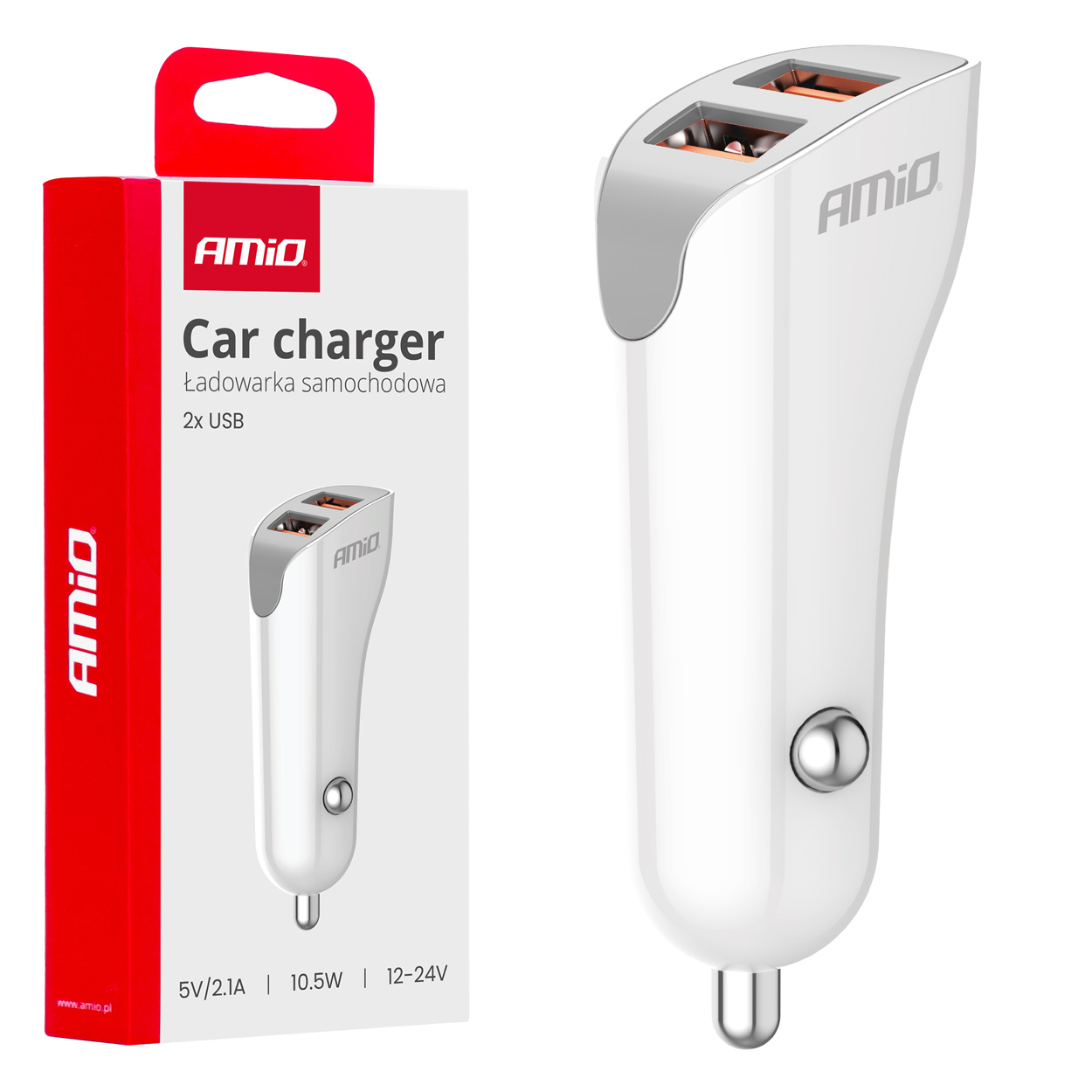 ΦΟΡΤΙΣΤΗΣ ΑΝΑΠΤΗΡΑ 12/24V ΜΕ 2 ΘΥΡΕΣ 2xUSB 10.5W 5V/2.1A ΛΕΥΚΟ AMIO - 1 Τεμ. ΦΟΡΤΙΣΤΗΣ ΑΝΑΠΤΗΡΑ 12/24V ΜΕ 2 ΘΥΡΕΣ 2xUSB 10.5W 5V/2.1A ΛΕΥΚΟ AMIO - 1 Τεμ.