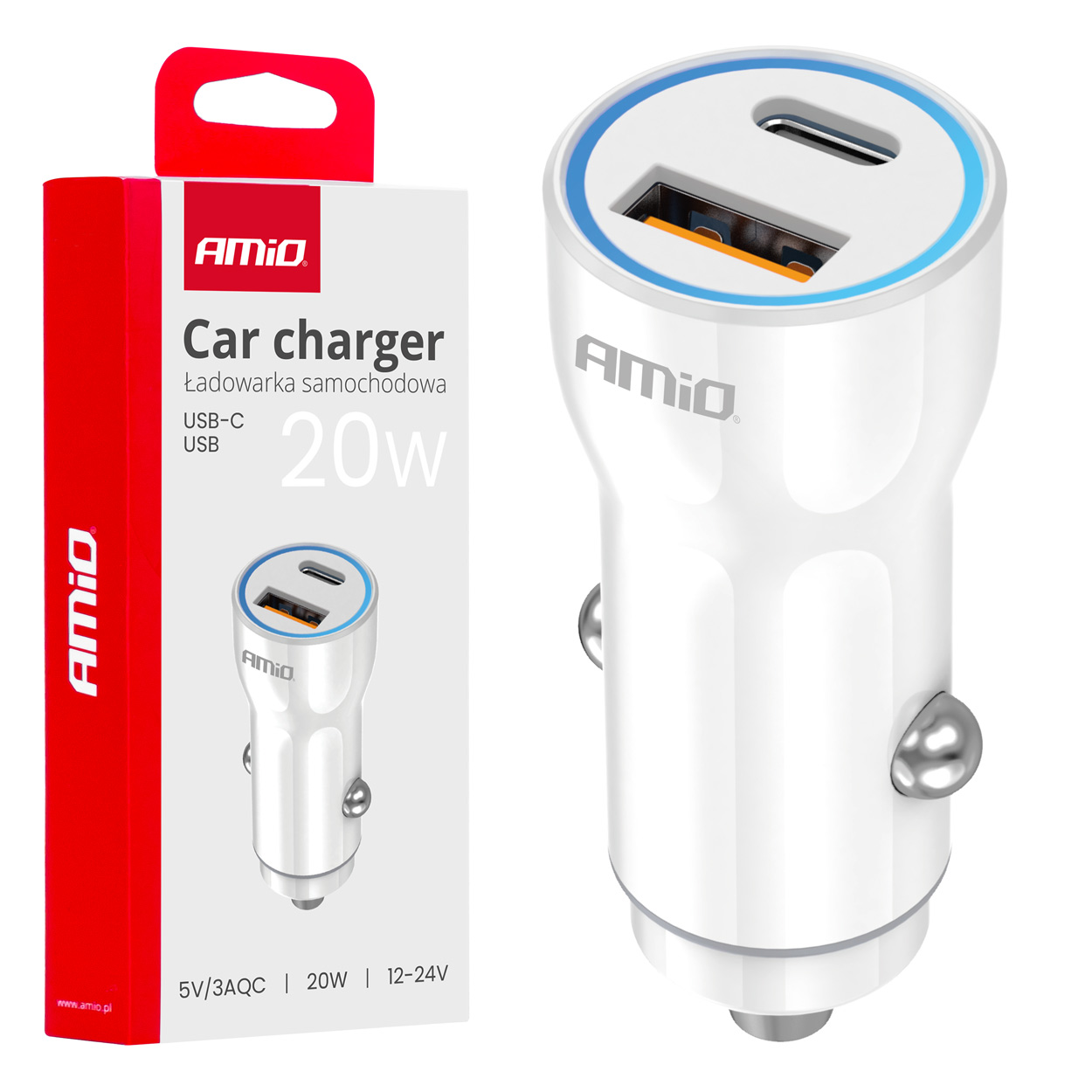 ΦΟΡΤΙΣΤΗΣ ΑΝΑΠΤΗΡΑ 12/24V ΜΕ 2 ΘΥΡΕΣ USB-C+USB 20W 5V/3AQC ΤΑΧΕΙΑΣ ΦΟΡΤΙΣΗΣ ΛΕΥΚΟAMIO - 1 Τεμ. ΦΟΡΤΙΣΤΗΣ ΑΝΑΠΤΗΡΑ 12/24V ΜΕ 2 ΘΥΡΕΣ USB-C+USB 20W 5V/3AQC ΤΑΧΕΙΑΣ ΦΟΡΤΙΣΗΣ ΛΕΥΚΟAMIO - 1 Τεμ.