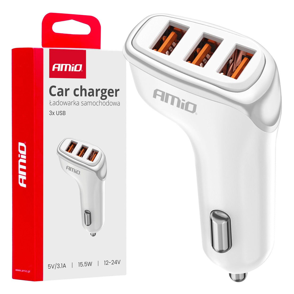 ΦΟΡΤΙΣΤΗΣ ΑΝΑΠΤΗΡΑ 12/24V ΜΕ 3 ΘΥΡΕΣ 3xUSB 15.5W 5V/3.1A ΛΕΥΚΟΣ AMIO - 1 Τεμ. ΦΟΡΤΙΣΤΗΣ ΑΝΑΠΤΗΡΑ 12/24V ΜΕ 3 ΘΥΡΕΣ 3xUSB 15.5W 5V/3.1A ΛΕΥΚΟΣ AMIO - 1 Τεμ.