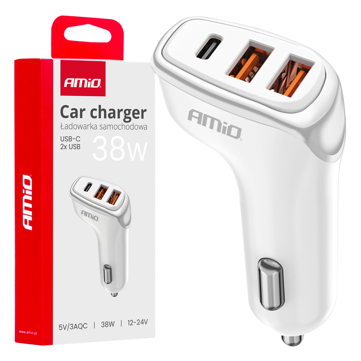 ΦΟΡΤΙΣΤΗΣ ΑΝΑΠΤΗΡΑ 12/24V ΜΕ 3 ΘΥΡΕΣ USB-C+2xUSB 38W 5V/3AQC ΤΑΧΕΙΑΣ ΦΟΡΤΙΣΗΣ ΛΕΥΚΟΣ AMIO - 1 Τεμ. ΦΟΡΤΙΣΤΗΣ ΑΝΑΠΤΗΡΑ 12/24V ΜΕ 3 ΘΥΡΕΣ USB-C+2xUSB 38W 5V/3AQC ΤΑΧΕΙΑΣ ΦΟΡΤΙΣΗΣ ΛΕΥΚΟΣ AMIO - 1 Τεμ.