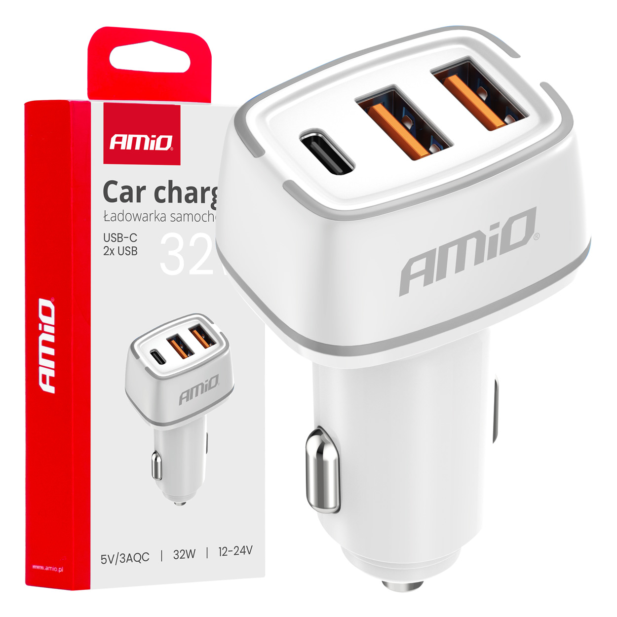 ΦΟΡΤΙΣΤΗΣ ΑΝΑΠΤΗΡΑ 12/24V ΜΕ 3 ΘΥΡΕΣ USB-C+2xUSB 32W 5V/3AQC ΤΑΧΕΙΑΣ ΦΟΡΤΙΣΗΣ ΛΕΥΚΟΣ ΑΜΙΟ - 1 ΤΕΜ. ΦΟΡΤΙΣΤΗΣ ΑΝΑΠΤΗΡΑ 12/24V ΜΕ 3 ΘΥΡΕΣ USB-C+2xUSB 32W 5V/3AQC ΤΑΧΕΙΑΣ ΦΟΡΤΙΣΗΣ ΛΕΥΚΟΣ ΑΜΙΟ - 1 ΤΕΜ.