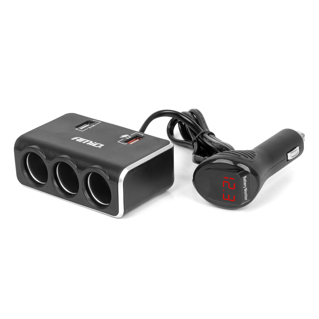 ΑΝΤΑΠΤΟΡΑΣ ΑΝΑΠΤΗΡΑ 12/24V 120W ΨΗΦΙΑΚΟΣ ΜΑΥΡΟΣ/3 ΘΕΣΕΙΣ/2xUSB-A QC 3.0 ΜΕ ΚΑΛΩΔΙΟ 80cm AMIO - 1 Τεμ. ΑΝΤΑΠΤΟΡΑΣ ΑΝΑΠΤΗΡΑ 12/24V 120W ΨΗΦΙΑΚΟΣ ΜΑΥΡΟΣ/3 ΘΕΣΕΙΣ/2xUSB-A QC 3.0 ΜΕ ΚΑΛΩΔΙΟ 80cm AMIO - 1 Τεμ.