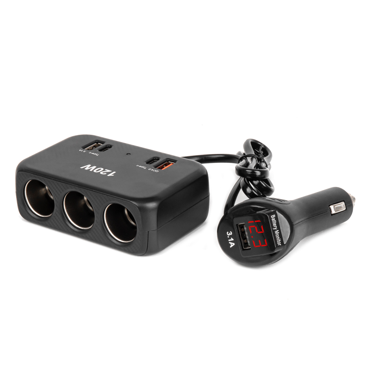 ΑΝΤΑΠΤΟΡΑΣ ΑΝΑΠΤΗΡΑ 12/24V 120W ΨΗΦΙΑΚΟΣ ΜΑΥΡΟΣ/3 ΘΕΣΕΙΣ/2xUSB-A + 1xUSB-C QC 4.0 ΜΕ ΚΑΛΩΔΙΟ 80cm AMIO - 1 Τεμ. ΑΝΤΑΠΤΟΡΑΣ ΑΝΑΠΤΗΡΑ 12/24V 120W ΨΗΦΙΑΚΟΣ ΜΑΥΡΟΣ/3 ΘΕΣΕΙΣ/2xUSB-A + 1xUSB-C QC 4.0 ΜΕ ΚΑΛΩΔΙΟ 80cm AMIO - 1 Τεμ.