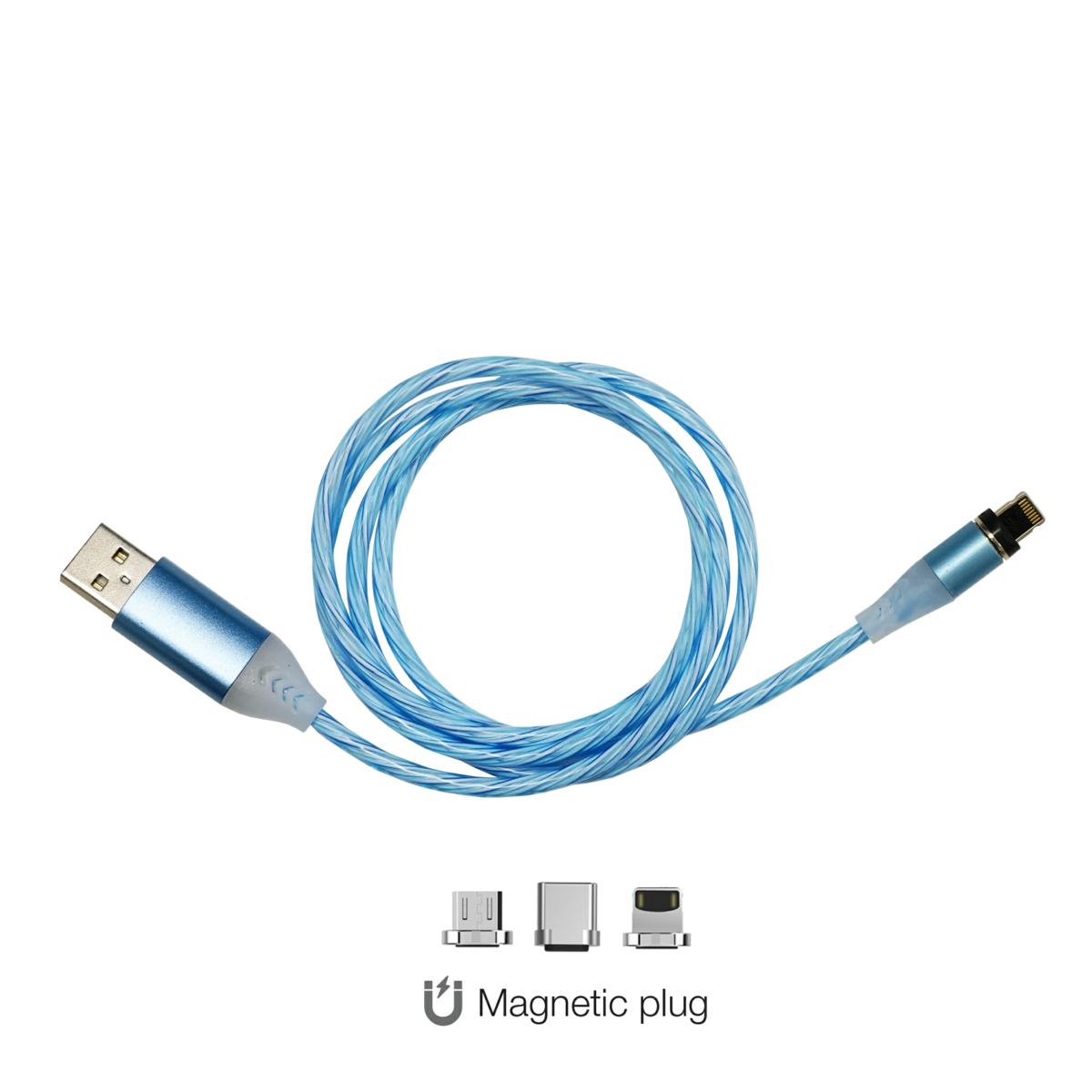 ΚΑΛΩΔΙΟ USB ΦΟΡΤΙΣΗΣ & ΣΥΓΧΡΟΝΙΣΜΟΥ MICRO USB/TYPE-C/LIGHTING ΜΕ ΜΑΓΝΗΤΙΚΗ ΥΠΟΔΟΧΗ & ΜΠΛΕ ΦΩΣ 100 cm ΚΑΛΩΔΙΟ USB ΦΟΡΤΙΣΗΣ & ΣΥΓΧΡΟΝΙΣΜΟΥ MICRO USB/TYPE-C/LIGHTING ΜΕ ΜΑΓΝΗΤΙΚΗ ΥΠΟΔΟΧΗ & ΜΠΛΕ ΦΩΣ 100 cm