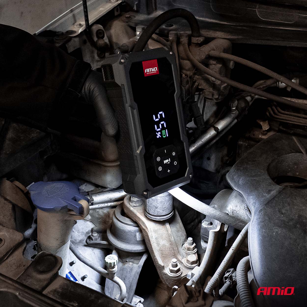 Amio - Φορητός Εκκινητής Μπαταρίας 4 σε 1 τύπου Jump Starter με Κομπρεσέρ Αέρα Φως LED και Powerbank τάση λειτουργίας 12V απόδοσης 7.2Ah 600A για Επιβατικά Αυτοκίνητα - 1 τεμ. (04674/AM) Amio - Φορητός Εκκινητής Μπαταρίας 4 σε 1 τύπου Jump Starter με Κομπρεσέρ Αέρα Φως LED και Powerbank τάση λειτουργίας 12V απόδοσης 7.2Ah 600A για Επιβατικά Αυτοκίνητα - 1 τεμ. (04674/AM)