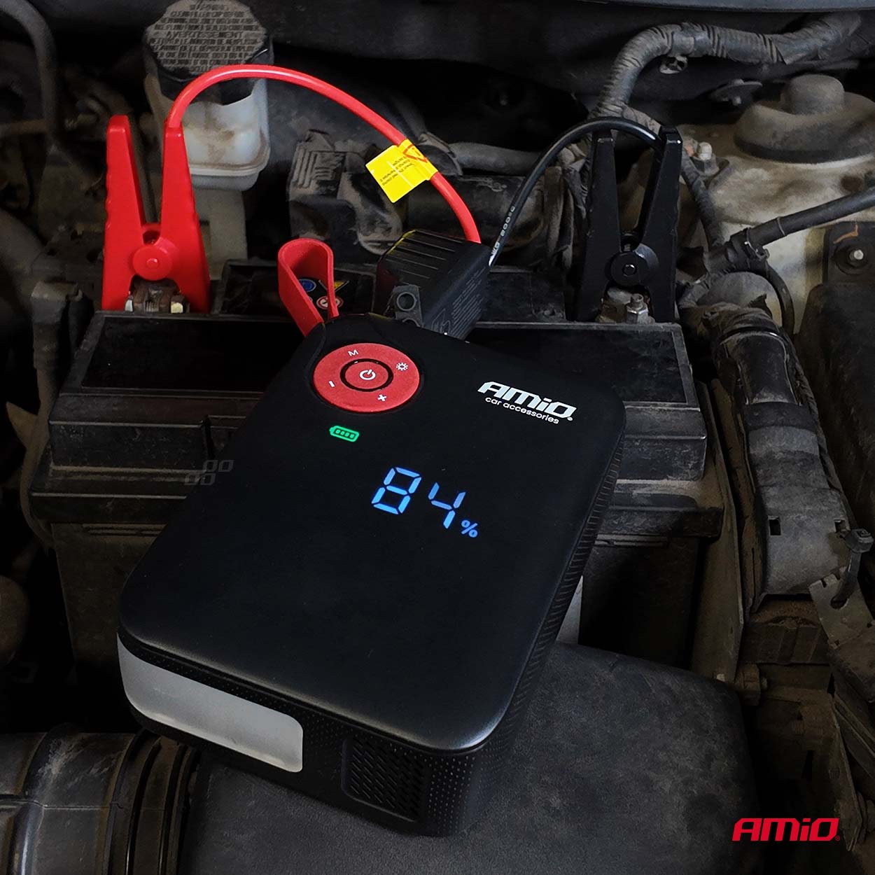 Amio - Φορητός Εκκινητής Μπαταρίας (Jump Starter) Mini με ενσωματωμένο Κομπρεσέρ Αέρα, Powerbank και Φακό LED τάση λειτουργίας 12V με χωρητικότητα 7,2Ah και μέγιστο ρεύμα εκκίνησης 600A για Επιβατικά Αυτοκίνητα - 1 τεμ. (04675/AM) Amio - Φορητός Εκκινητής Μπαταρίας (Jump Starter) Mini με ενσωματωμένο Κομπρεσέρ Αέρα, Powerbank και Φακό LED τάση λειτουργίας 12V με χωρητικότητα 7,2Ah και μέγιστο ρεύμα εκκίνησης 600A για Επιβατικά Αυτοκίνητα - 1 τεμ. (04675/AM)
