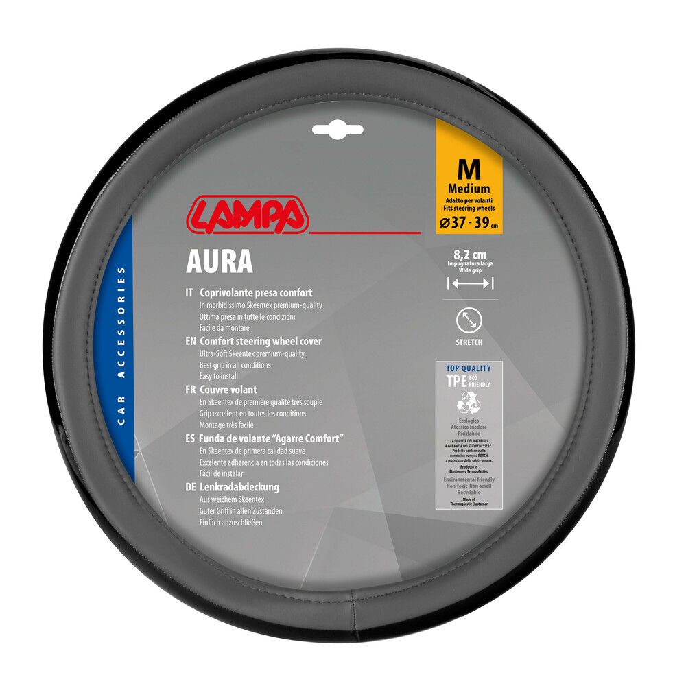 ΚΑΛΥΜΜΑ ΤΙΜΟΝΙΟΥ AURA (M) 37/39cm ΜΑΥΡΟ/ΓΚΡΙ ΟΙΚΟΛΟΓΙΚΟ ΔΕΡΜΑ ΑΟΣΜΟ (ΠΑΧΟΣ 8,2cm) LAMPA ΚΑΛΥΜΜΑ ΤΙΜΟΝΙΟΥ AURA (M) 37/39cm ΜΑΥΡΟ/ΓΚΡΙ ΟΙΚΟΛΟΓΙΚΟ ΔΕΡΜΑ ΑΟΣΜΟ (ΠΑΧΟΣ 8,2cm) LAMPA