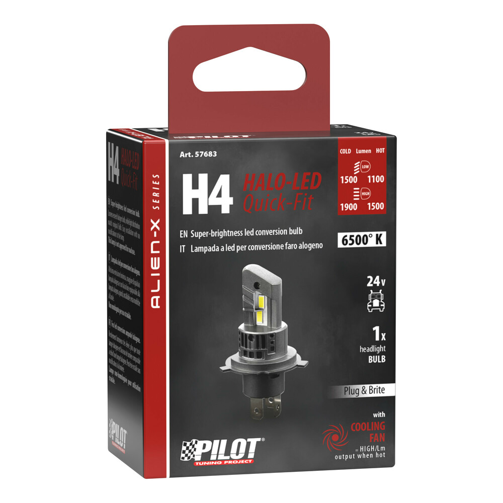 H4 24V P43t 1500/1900lm+1100/1500lm 6.500k HALO LED QUICK-FIT ALIEN-X SERIES PLUG & PLAY 1ΤΕΜ H4 24V P43t 1500/1900lm+1100/1500lm 6.500k HALO LED QUICK-FIT ALIEN-X SERIES PLUG & PLAY 1ΤΕΜ
