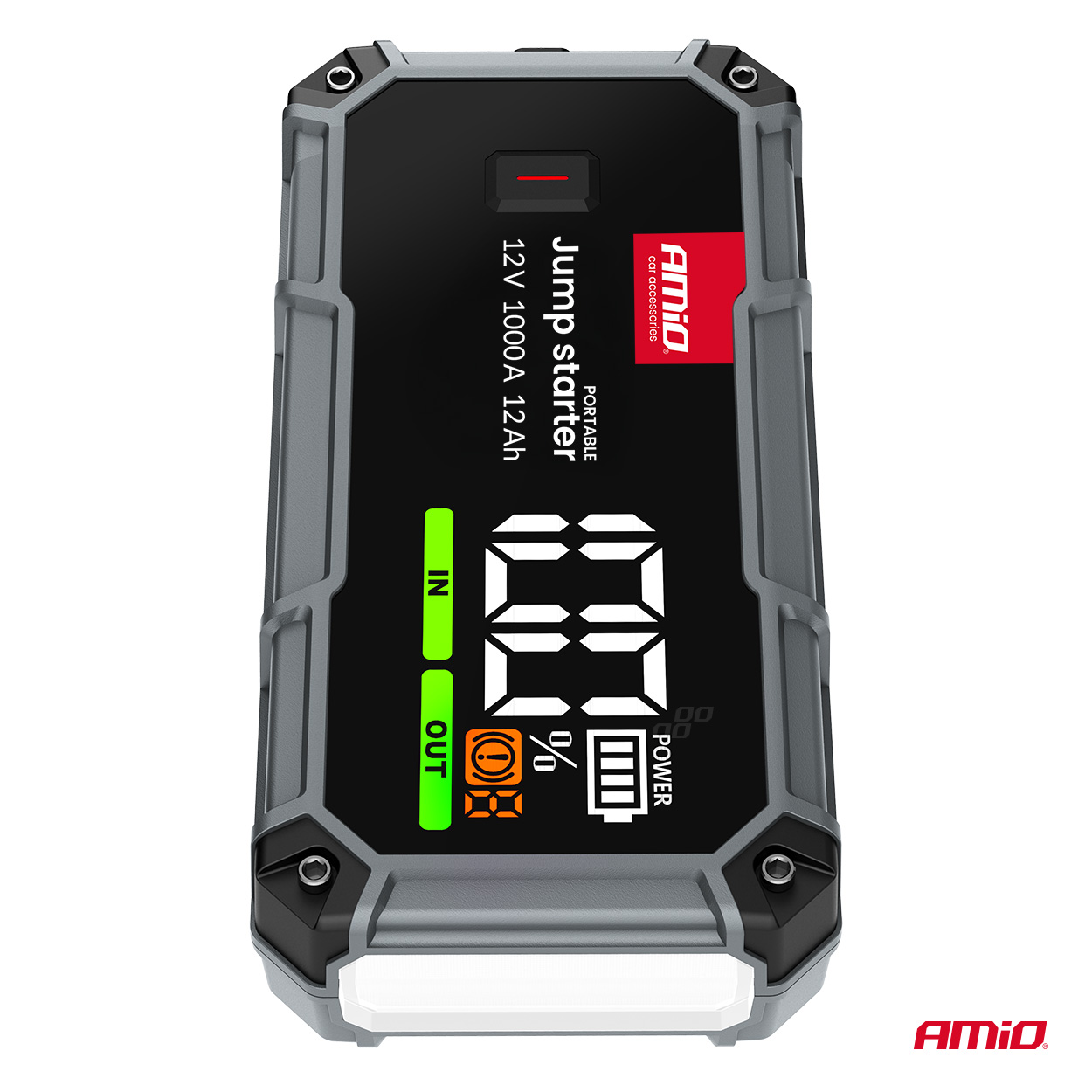 Amio - Φορητός Εκκινητής Μπαταρίας (Jump Starter), Powerbank και Φακός LED τάση λειτουργίας 12V με χωρητικότητα 12Ah και ρεύμα εκκίνησης 500A (στιγμιαία μέγιστη ισχύς 1000A) σειρά Pro για Επιβατικά Αυτοκίνητα - 1 τεμ. (04676/AM) Amio - Φορητός Εκκινητής Μπαταρίας (Jump Starter), Powerbank και Φακός LED τάση λειτουργίας 12V με χωρητικότητα 12Ah και ρεύμα εκκίνησης 500A (στιγμιαία μέγιστη ισχύς 1000A) σειρά Pro για Επιβατικά Αυτοκίνητα - 1 τεμ. (04676/AM)