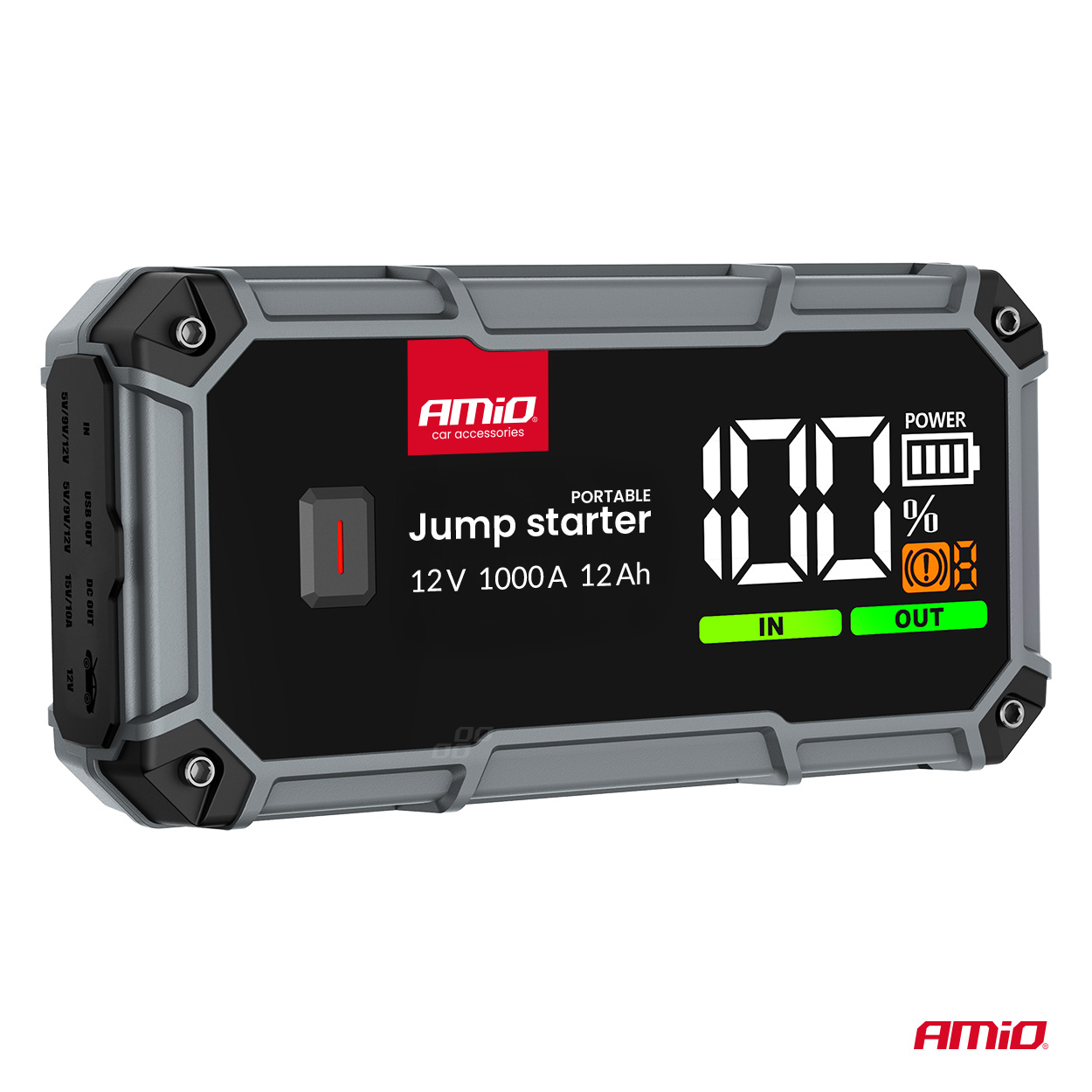 Amio - Φορητός Εκκινητής Μπαταρίας (Jump Starter), Powerbank και Φακός LED τάση λειτουργίας 12V με χωρητικότητα 12Ah και ρεύμα εκκίνησης 500A (στιγμιαία μέγιστη ισχύς 1000A) σειρά Pro για Επιβατικά Αυτοκίνητα - 1 τεμ. (04676/AM) Amio - Φορητός Εκκινητής Μπαταρίας (Jump Starter), Powerbank και Φακός LED τάση λειτουργίας 12V με χωρητικότητα 12Ah και ρεύμα εκκίνησης 500A (στιγμιαία μέγιστη ισχύς 1000A) σειρά Pro για Επιβατικά Αυτοκίνητα - 1 τεμ. (04676/AM)