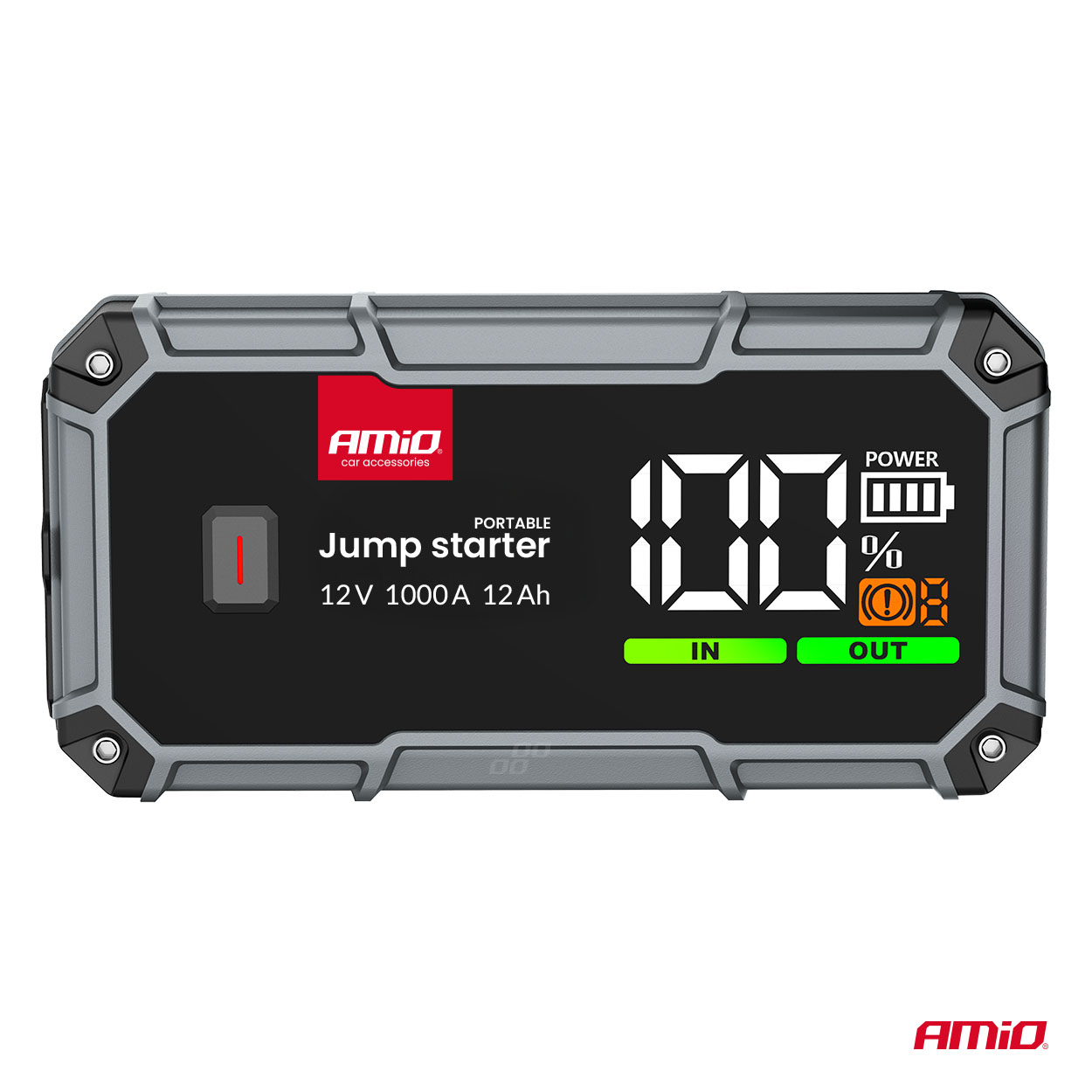 Amio - Φορητός Εκκινητής Μπαταρίας (Jump Starter), Powerbank και Φακός LED τάση λειτουργίας 12V με χωρητικότητα 12Ah και ρεύμα εκκίνησης 500A (στιγμιαία μέγιστη ισχύς 1000A) σειρά Pro για Επιβατικά Αυτοκίνητα - 1 τεμ. (04676/AM) Amio - Φορητός Εκκινητής Μπαταρίας (Jump Starter), Powerbank και Φακός LED τάση λειτουργίας 12V με χωρητικότητα 12Ah και ρεύμα εκκίνησης 500A (στιγμιαία μέγιστη ισχύς 1000A) σειρά Pro για Επιβατικά Αυτοκίνητα - 1 τεμ. (04676/AM)