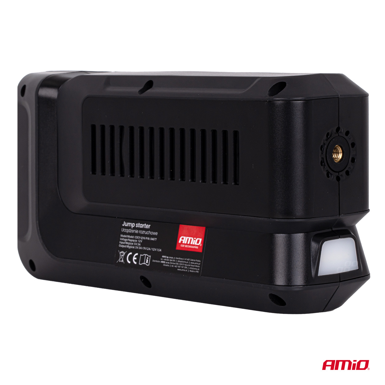 Amio - Φορητός Εκκινητής Μπαταρίας (Jump Starter) 4 σε 1 με ενσωματωμένο Κομπρεσέρ Αέρα, Powerbank και Φακό LED τάση λειτουργίας 12V με χωρητικότητα 12Ah και μέγιστο ρεύμα εκκίνησης 1600A για Επιβατικά Αυτοκίνητα - 1 τεμ. (04677/AM) Amio - Φορητός Εκκινητής Μπαταρίας (Jump Starter) 4 σε 1 με ενσωματωμένο Κομπρεσέρ Αέρα, Powerbank και Φακό LED τάση λειτουργίας 12V με χωρητικότητα 12Ah και μέγιστο ρεύμα εκκίνησης 1600A για Επιβατικά Αυτοκίνητα - 1 τεμ. (04677/AM)