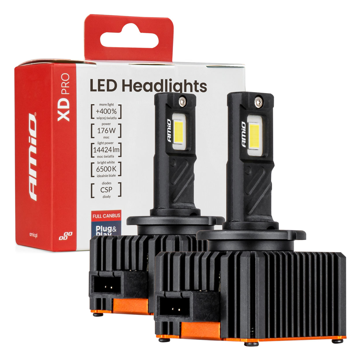 Amio - Λαμπτήρες LED Φώτων Εμπρός τύπου D3S βάση PK32d-5 τάση λειτουργίας 12V απόδοσης 176W (14424lm) XD PRO Series FULL CANBUS 6500K με ψύκτρα Plug & Play για Επιβατικά Αυτοκίνητα - 2 τεμ. (04679/AM) Amio - Λαμπτήρες LED Φώτων Εμπρός τύπου D3S βάση PK32d-5 τάση λειτουργίας 12V απόδοσης 176W (14424lm) XD PRO Series FULL CANBUS 6500K με ψύκτρα Plug & Play για Επιβατικά Αυτοκίνητα - 2 τεμ. (04679/AM)