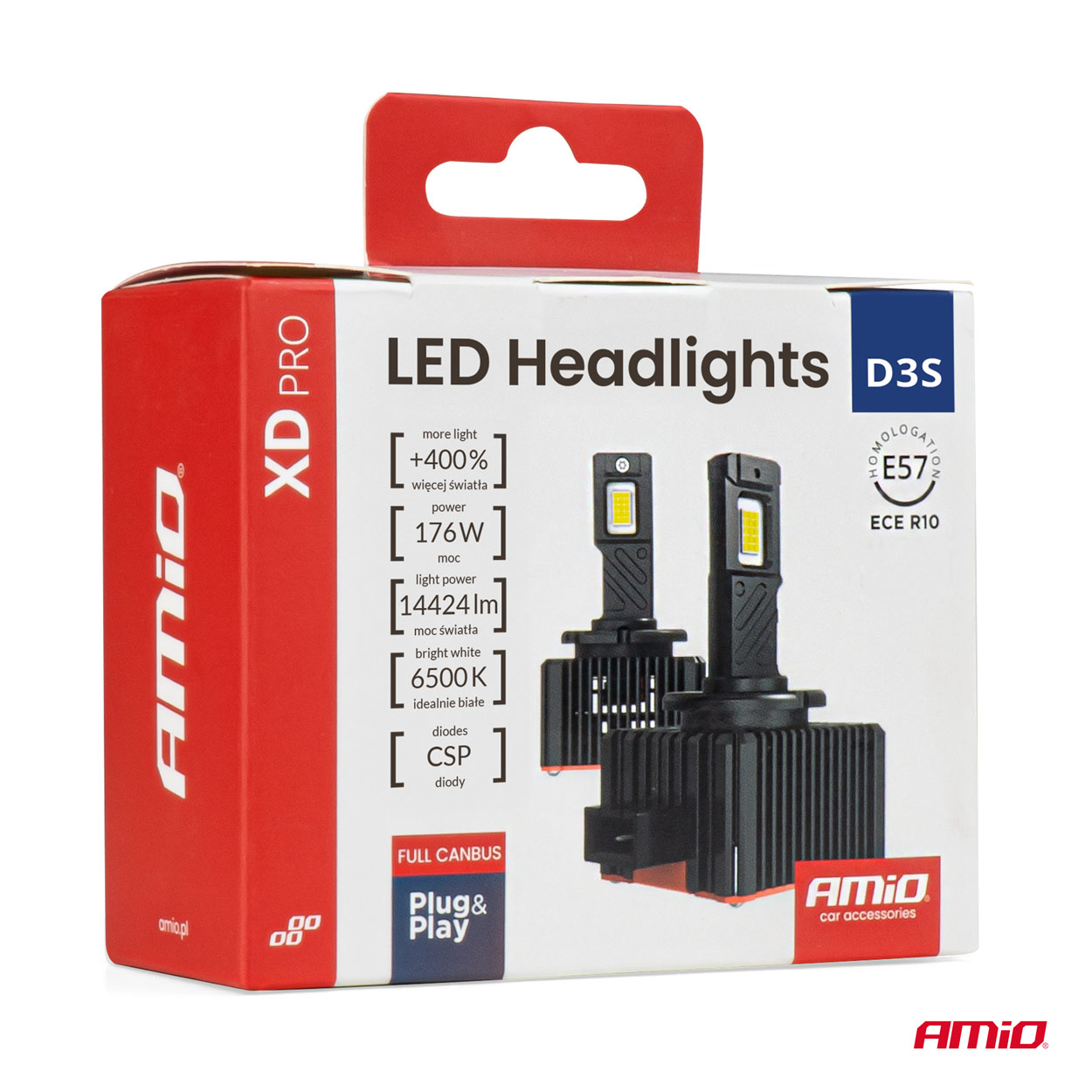 Amio - Λαμπτήρες LED Φώτων Εμπρός τύπου D3S βάση PK32d-5 τάση λειτουργίας 12V απόδοσης 176W (14424lm) XD PRO Series FULL CANBUS 6500K με ψύκτρα Plug & Play για Επιβατικά Αυτοκίνητα - 2 τεμ. (04679/AM) Amio - Λαμπτήρες LED Φώτων Εμπρός τύπου D3S βάση PK32d-5 τάση λειτουργίας 12V απόδοσης 176W (14424lm) XD PRO Series FULL CANBUS 6500K με ψύκτρα Plug & Play για Επιβατικά Αυτοκίνητα - 2 τεμ. (04679/AM)