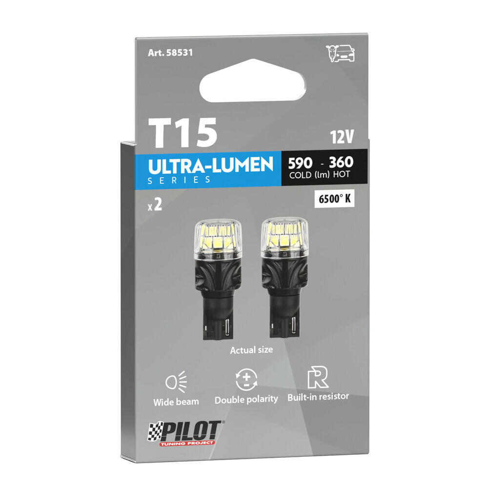 T15 12V W2,1x9,5d 590/360lm 6.500K ΔΙΠΛΗΣ ΠΟΛΙΚΟΤΗΤΑΣ LED CAN-BUS ULTRA-LUMEN SERIES 2ΤΕΜ T15 12V W2,1x9,5d 590/360lm 6.500K ΔΙΠΛΗΣ ΠΟΛΙΚΟΤΗΤΑΣ LED CAN-BUS ULTRA-LUMEN SERIES 2ΤΕΜ