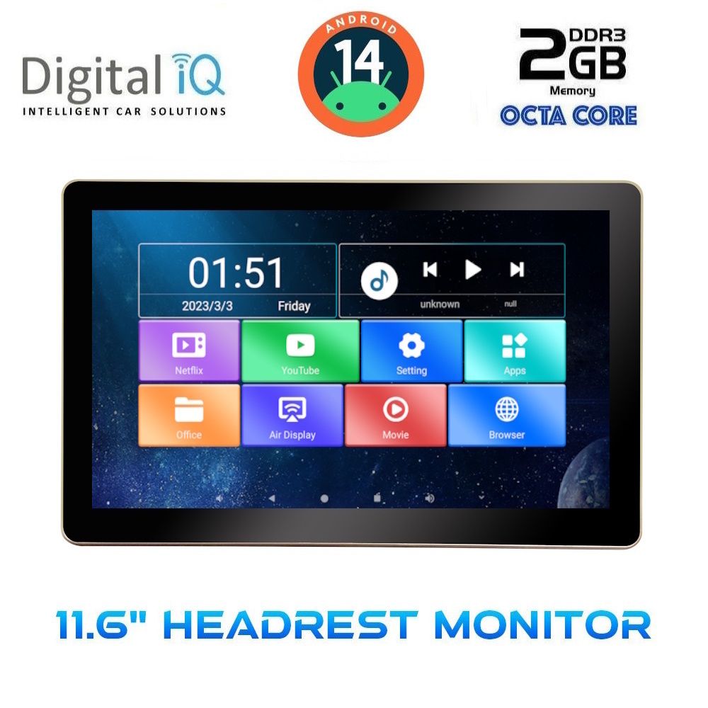 DIGITAL IQ CV4010_HR (11.6” HEADREST MONITOR) DIGITAL IQ CV4010_HR (11.6” HEADREST MONITOR)