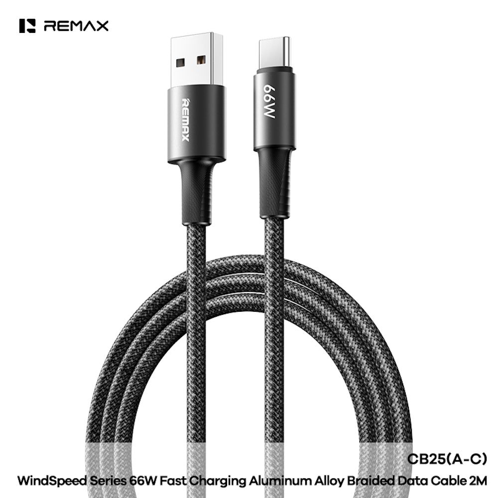 REMAX CB25-AC BLACK 66W FAST CHARGING CABLE (USB-A to USB-C) REMAX CB25-AC BLACK 66W FAST CHARGING CABLE (USB-A to USB-C)