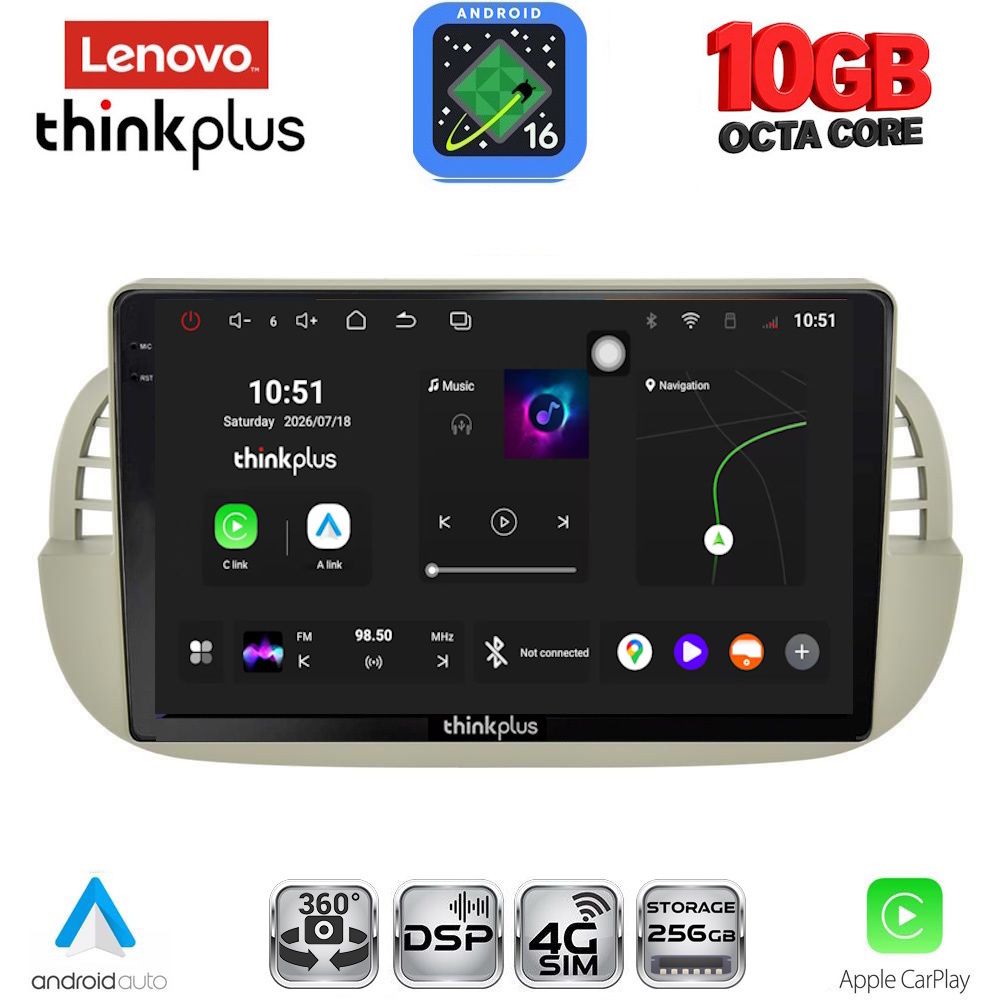 LENOVO LTM 11130BG_CPA (9inc) MULTIMEDIA TABLET for FIAT 500 mod. 2007-2015 (BEIGE) LENOVO LTM 11130BG_CPA (9inc) MULTIMEDIA TABLET for FIAT 500 mod. 2007-2015 (BEIGE)