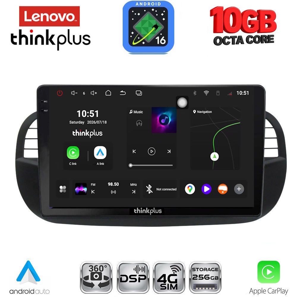 LENOVO LTM 11130BL_CPA (9inc) MULTIMEDIA TABLET for FIAT 500 mod. 2007-2015 (BLACK) LENOVO LTM 11130BL_CPA (9inc) MULTIMEDIA TABLET for FIAT 500 mod. 2007-2015 (BLACK)