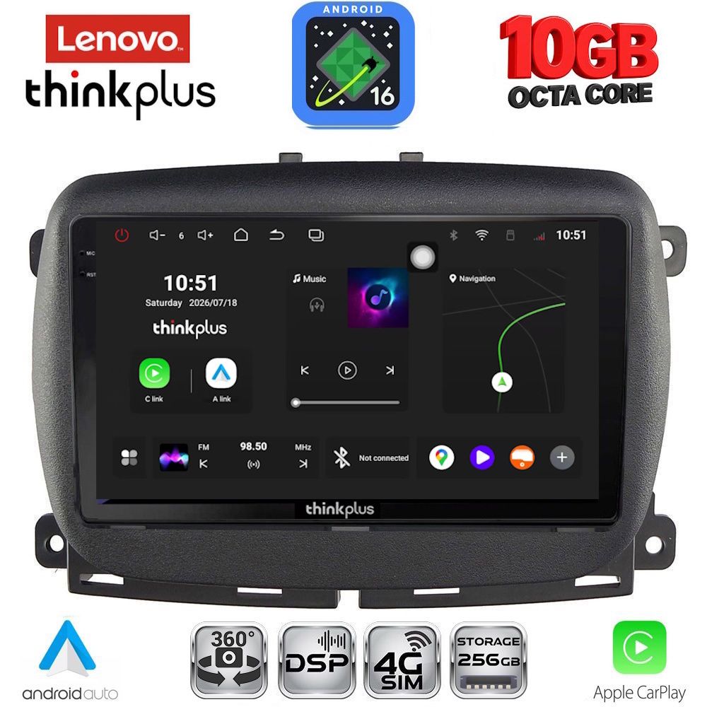 LENOVO LTM 11131_CPA (9inc) MULTIMEDIA TABLET for FIAT 500 mod. 2016-2025 LENOVO LTM 11131_CPA (9inc) MULTIMEDIA TABLET for FIAT 500 mod. 2016-2025