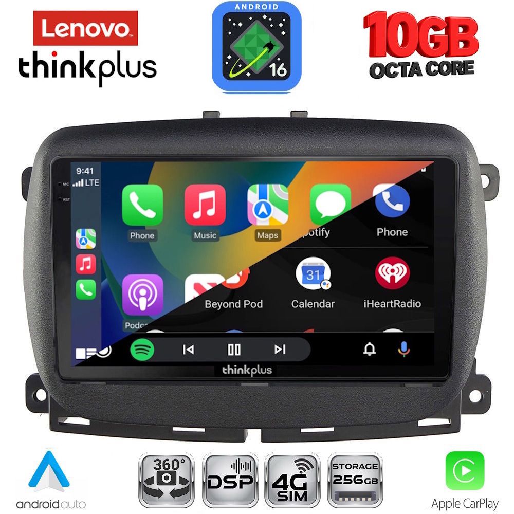LENOVO LTM 11131_CPA (9inc) MULTIMEDIA TABLET for FIAT 500 mod. 2016-2025 LENOVO LTM 11131_CPA (9inc) MULTIMEDIA TABLET for FIAT 500 mod. 2016-2025