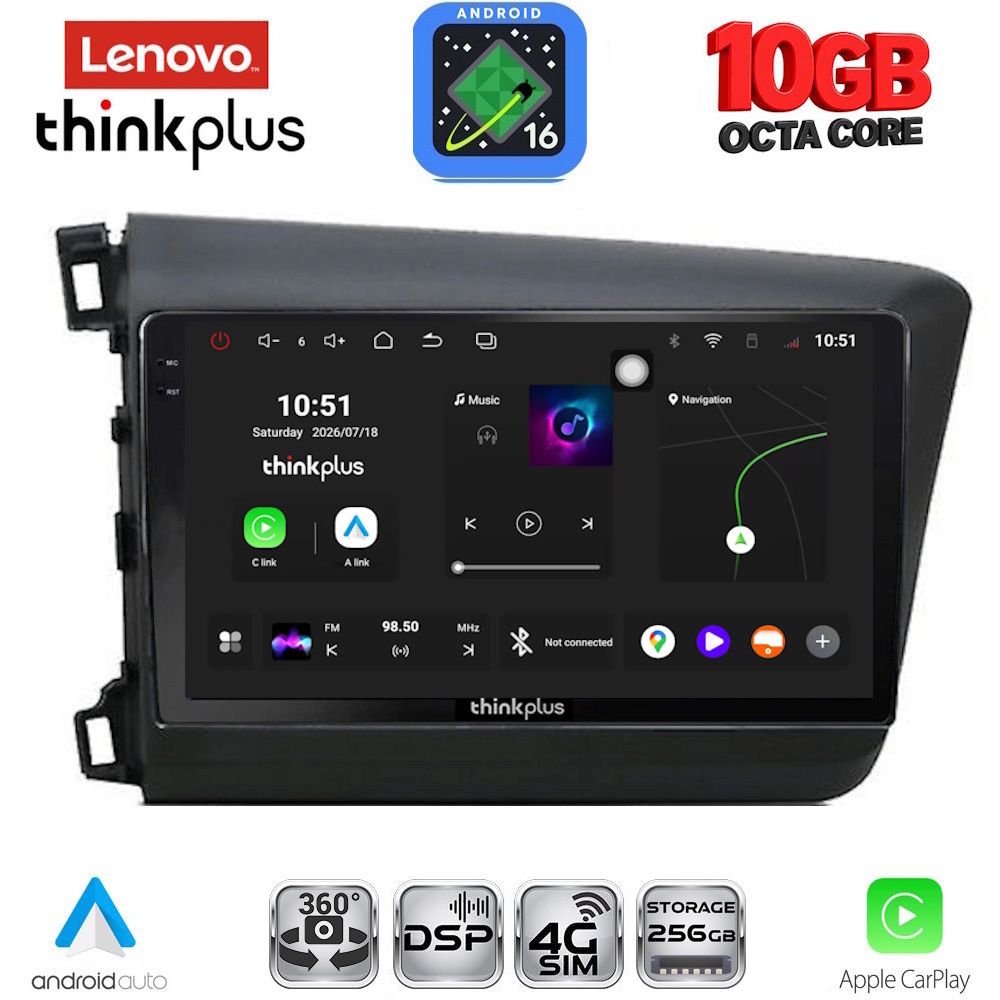 LENOVO LTM 111904D_CPA (9inc) MULTIMEDIA TABLET for HONDA CIVIC 4Doors mod. 2012-2016 LENOVO LTM 111904D_CPA (9inc) MULTIMEDIA TABLET for HONDA CIVIC 4Doors mod. 2012-2016