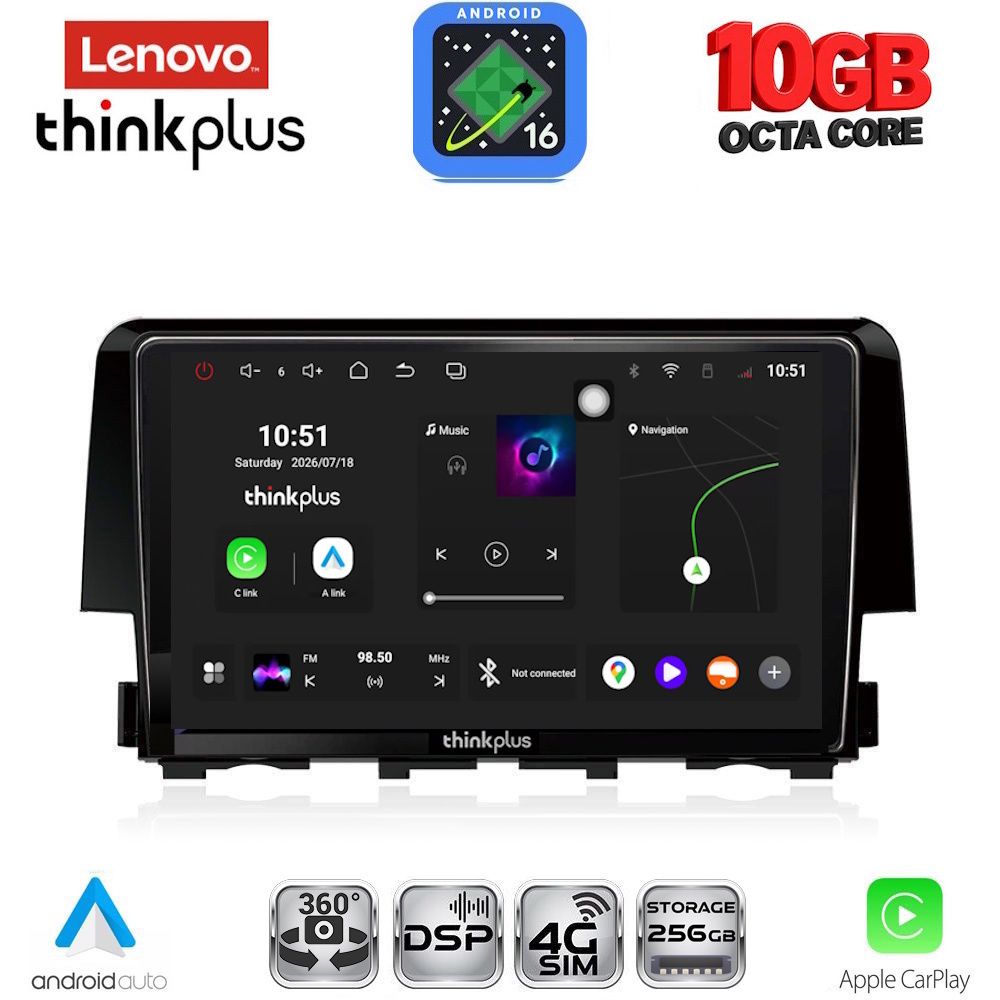 LENOVO LTM 11191_CPA (9inc) MULTIMEDIA TABLET for HONDA CIVIC mod. 2016-2021 LENOVO LTM 11191_CPA (9inc) MULTIMEDIA TABLET for HONDA CIVIC mod. 2016-2021