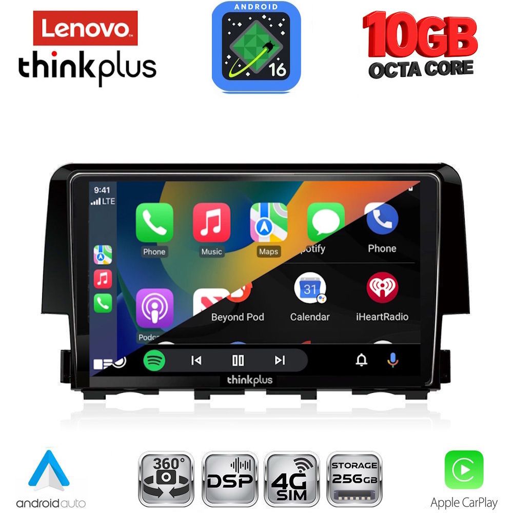 LENOVO LTM 11191_CPA (9inc) MULTIMEDIA TABLET for HONDA CIVIC mod. 2016-2021 LENOVO LTM 11191_CPA (9inc) MULTIMEDIA TABLET for HONDA CIVIC mod. 2016-2021