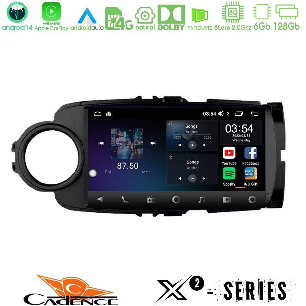 Cadence X2 Series 8Core Android14 6+128GB Toyota Yaris 2015-2019 Navigation Multimedia Tablet 9 (Μαύρο Χρώμα) Cadence X2 Series 8Core Android14 6+128GB Toyota Yaris 2015-2019 Navigation Multimedia Tablet 9 (Μαύρο Χρώμα)