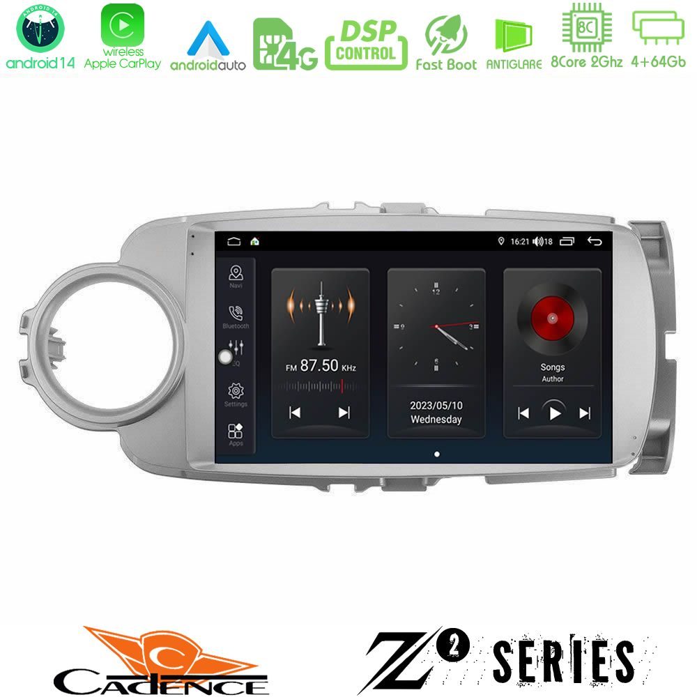 Cadence Z2 Series 8Core Android14 4+64GB Toyota Yaris 2015-2019 Navigation Multimedia Tablet 9 (Μαύρο Χρώμα) Με Carplay & Android Auto Cadence Z2 Series 8Core Android14 4+64GB Toyota Yaris 2015-2019 Navigation Multimedia Tablet 9 (Μαύρο Χρώμα) Με Carplay & Android Auto