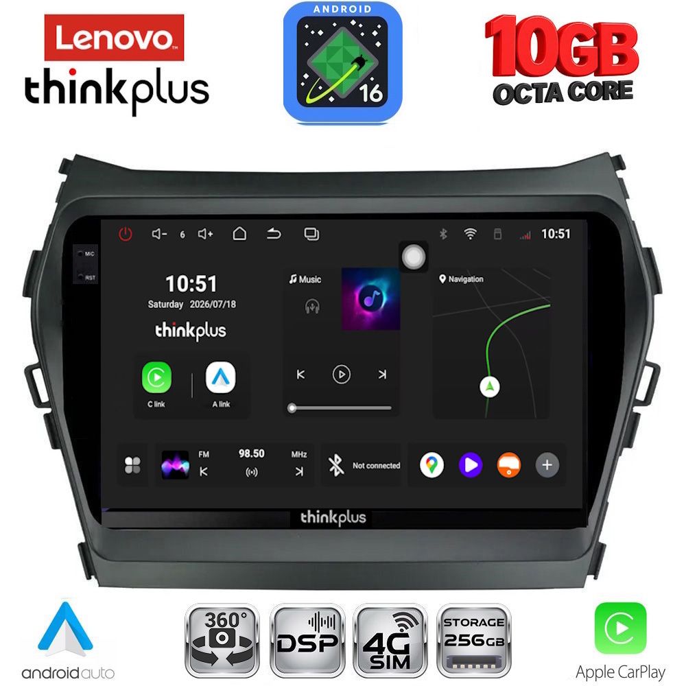LENOVO LTM 11238_CPA (9inc) MULTIMEDIA TABLET for HYUNDAI IX45 - SANTA FE mod. 2013-2017 LENOVO LTM 11238_CPA (9inc) MULTIMEDIA TABLET for HYUNDAI IX45 - SANTA FE mod. 2013-2017