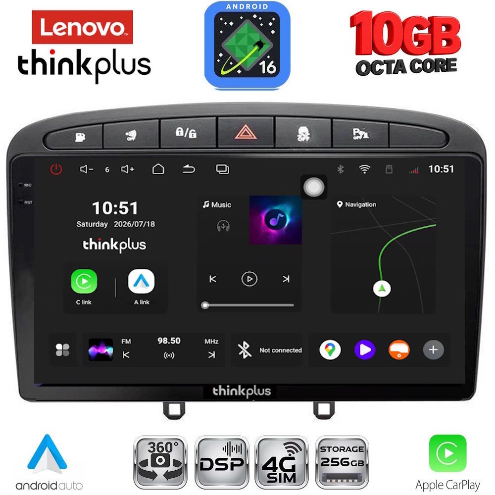 LENOVO LTM 11513BL_CPA (9inc) MULTIMEDIA TABLET for PEUGEOT 308 mod.2007-2012 - RCZ mod.2009-2015 (BLACK) LENOVO LTM 11513BL_CPA (9inc) MULTIMEDIA TABLET for PEUGEOT 308 mod.2007-2012 - RCZ mod.2009-2015 (BLACK)