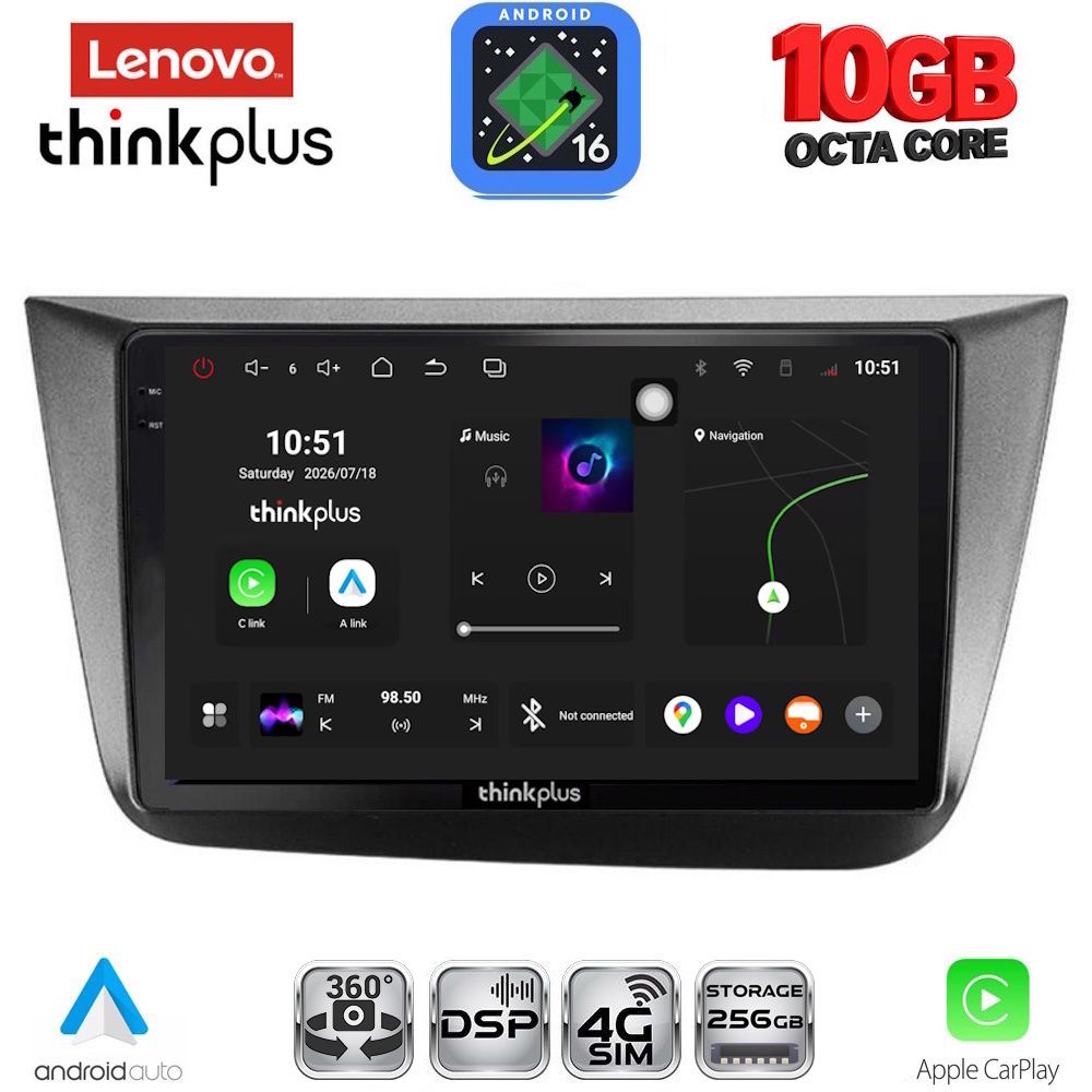 LENOVO LTM 11570_CPA (9inc) MULTIMEDIA TABLET for SEAT ALTEA mod. 2004-2015 LENOVO LTM 11570_CPA (9inc) MULTIMEDIA TABLET for SEAT ALTEA mod. 2004-2015