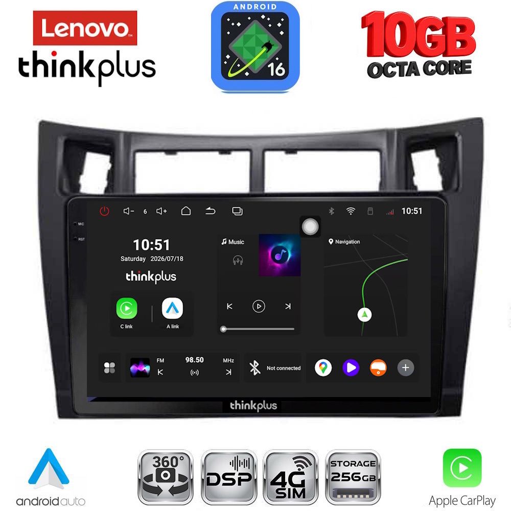 LENOVO LTM 11736BL_CPA (9inc) MULTIMEDIA TABLET for TOYOTA YARIS mod. 2006-2011 (BLACK) LENOVO LTM 11736BL_CPA (9inc) MULTIMEDIA TABLET for TOYOTA YARIS mod. 2006-2011 (BLACK)